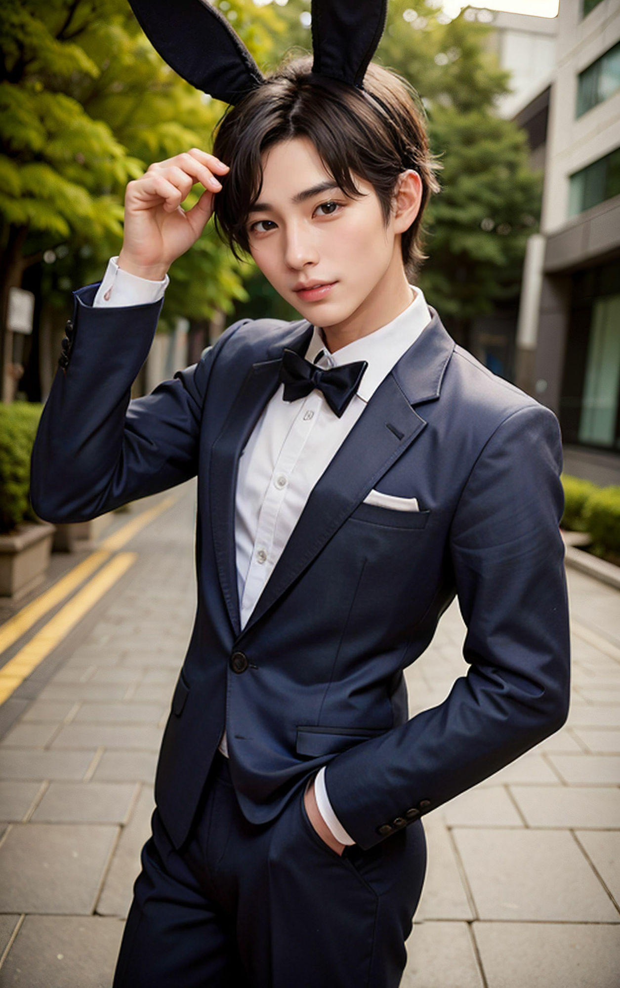 【イラスト・CG集】AIバニーボーイ-軽転|d_317442