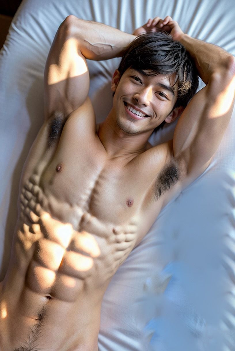 【筋肉】フィジーク男子の寝起きショット-AI男子|d_395106