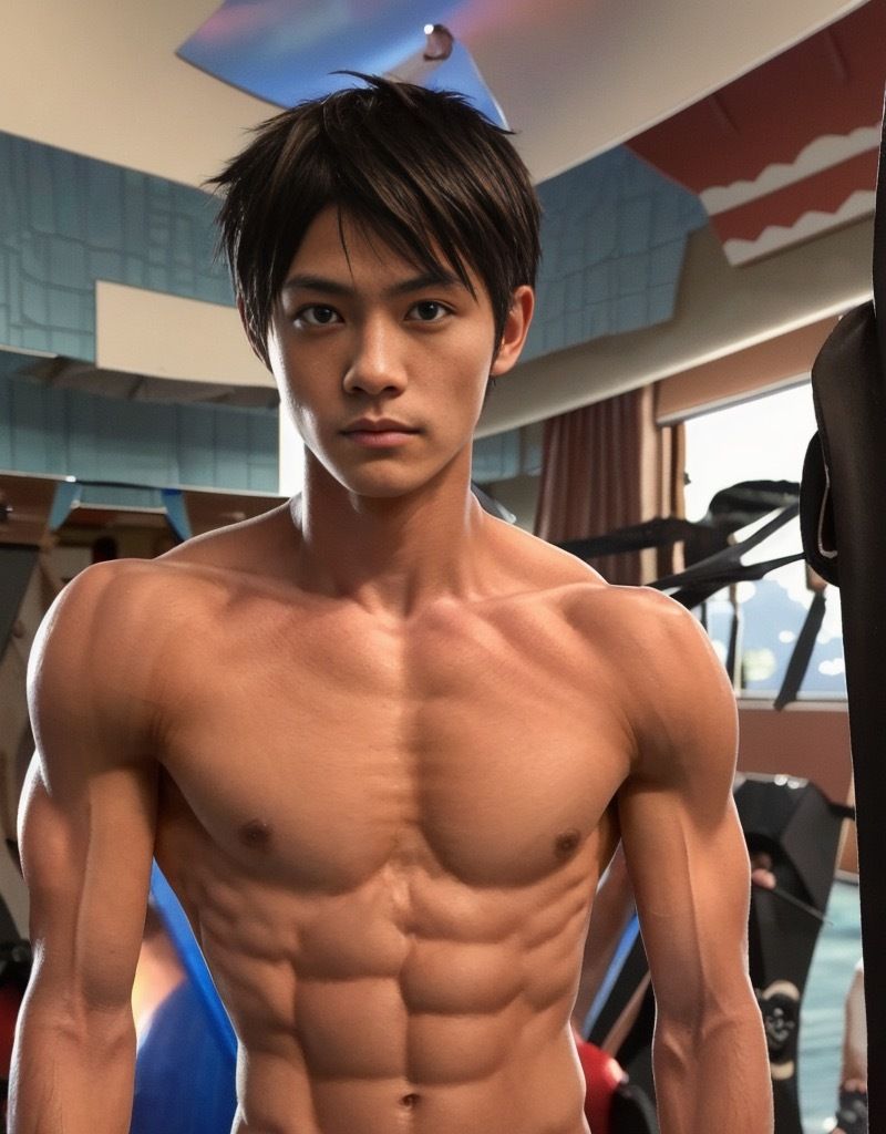 【筋肉】全裸可能なジムで筋肉自慢するイケメン達-AI男子|d_396019