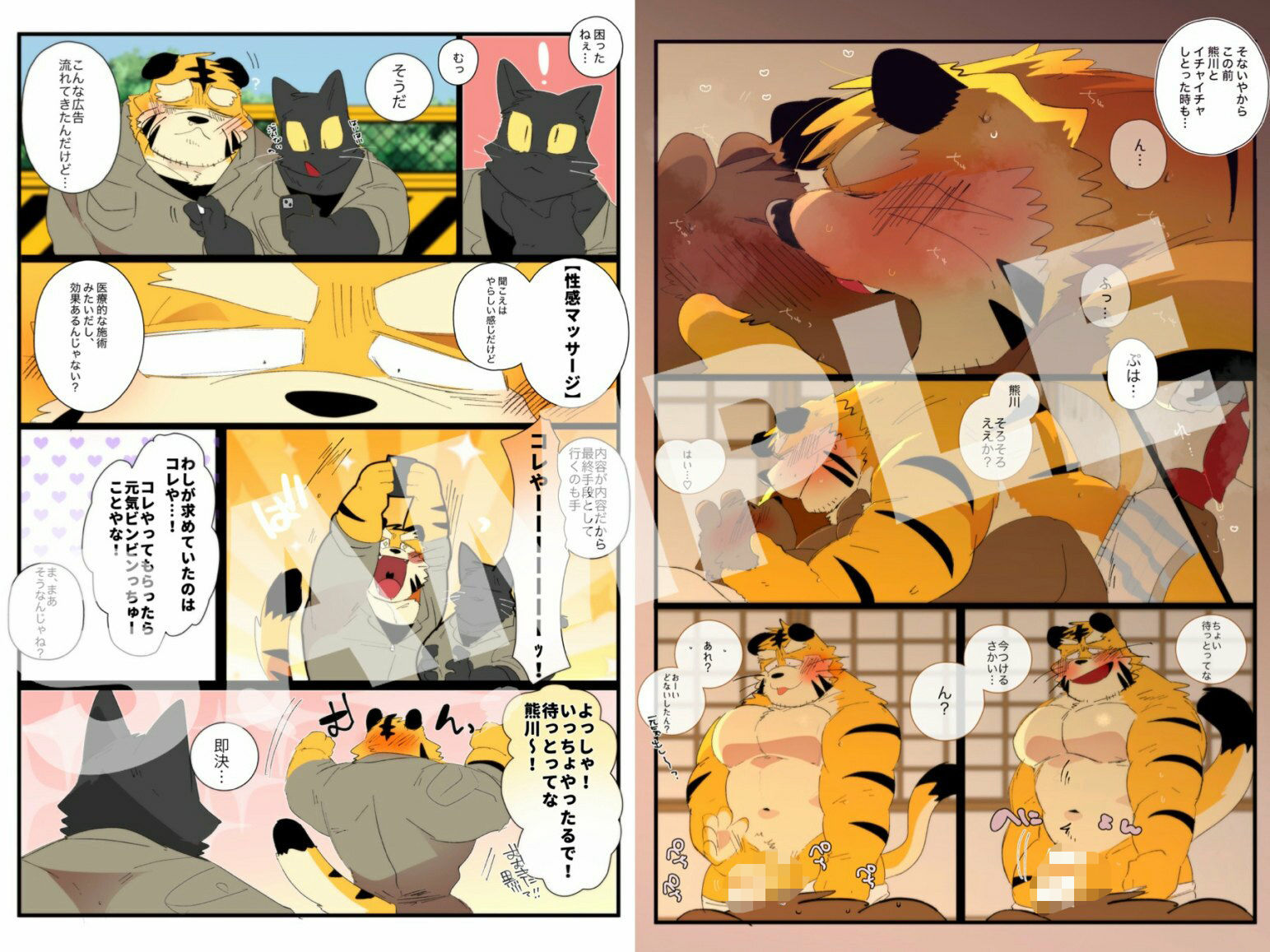 【焦らし】関西弁虎おっさんが 睾丸マッサージされる本-こけもも|d_474909